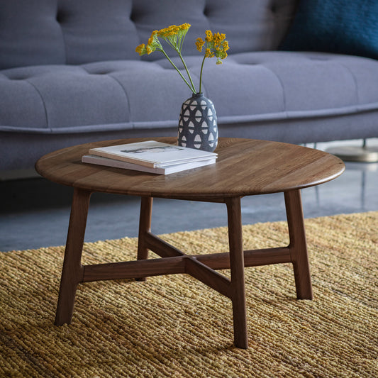 Oslo Scandi Design Round Coffee Table | Walnut 
