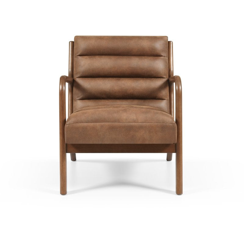 Inca Ribbed Brown PU Chair Rear View - Rydan Interiors