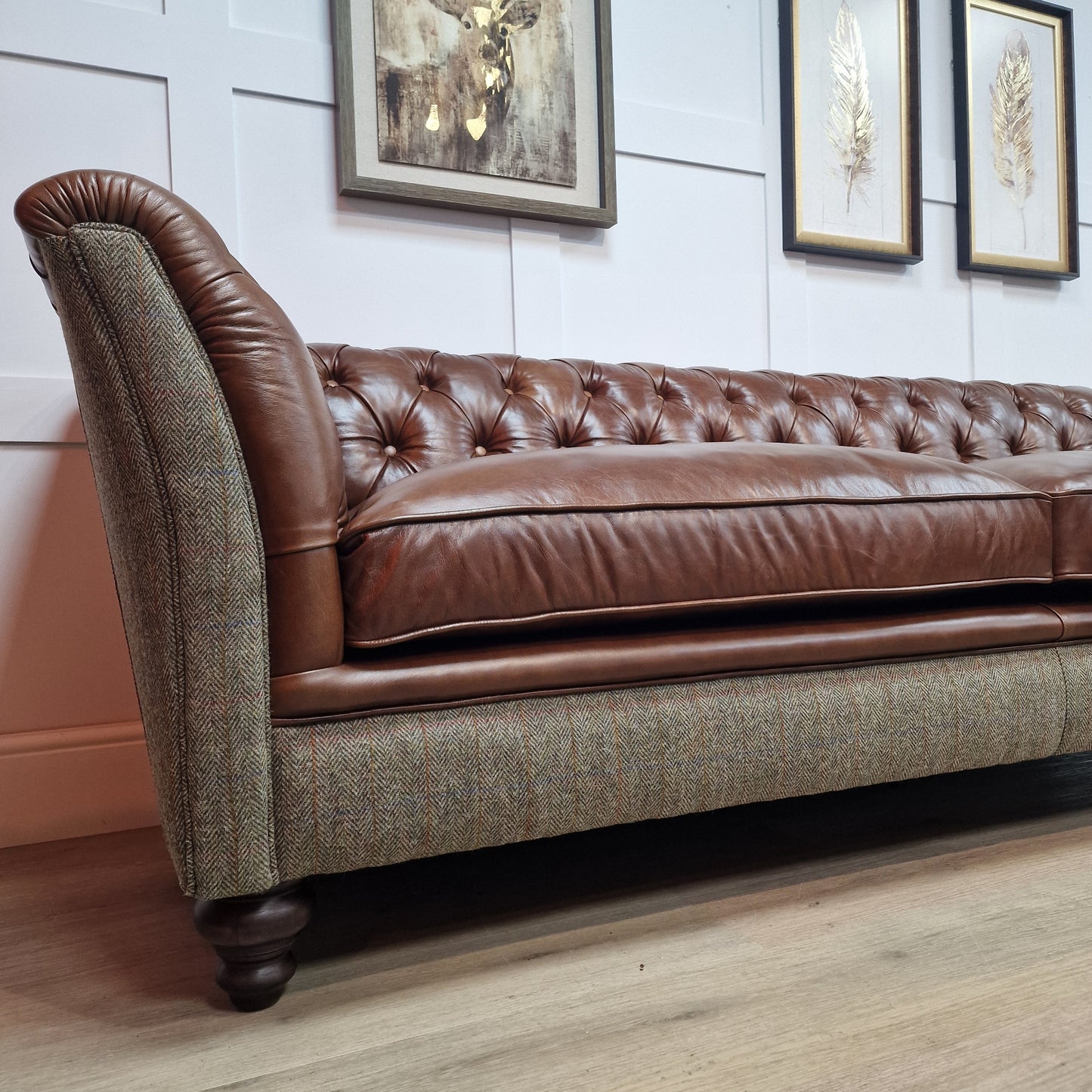Hazel | Harris Tweed & Leather Sofa - Model 1 - Rydan Interiors