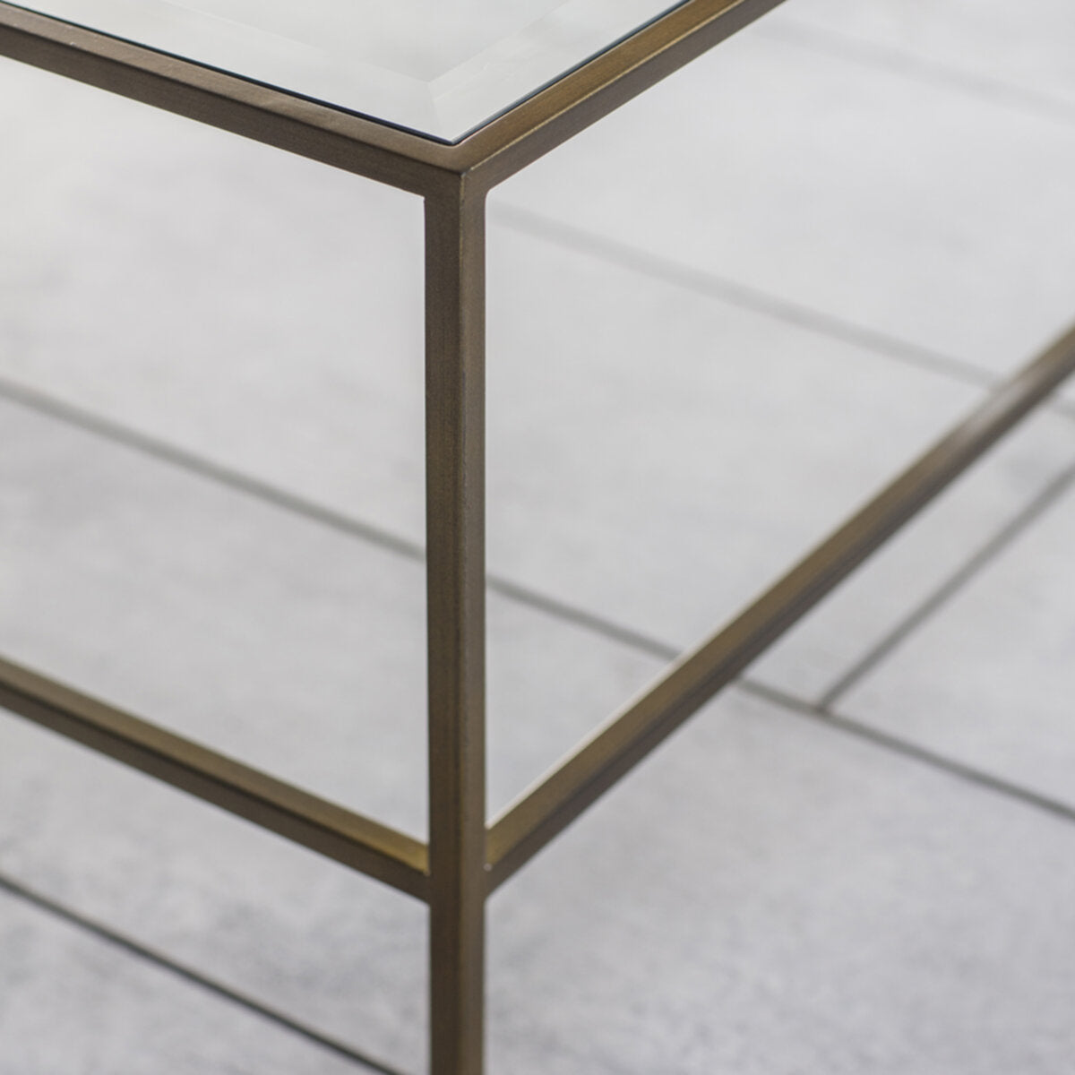 Sleek Metal And Glass Coffee Table | Bronze 