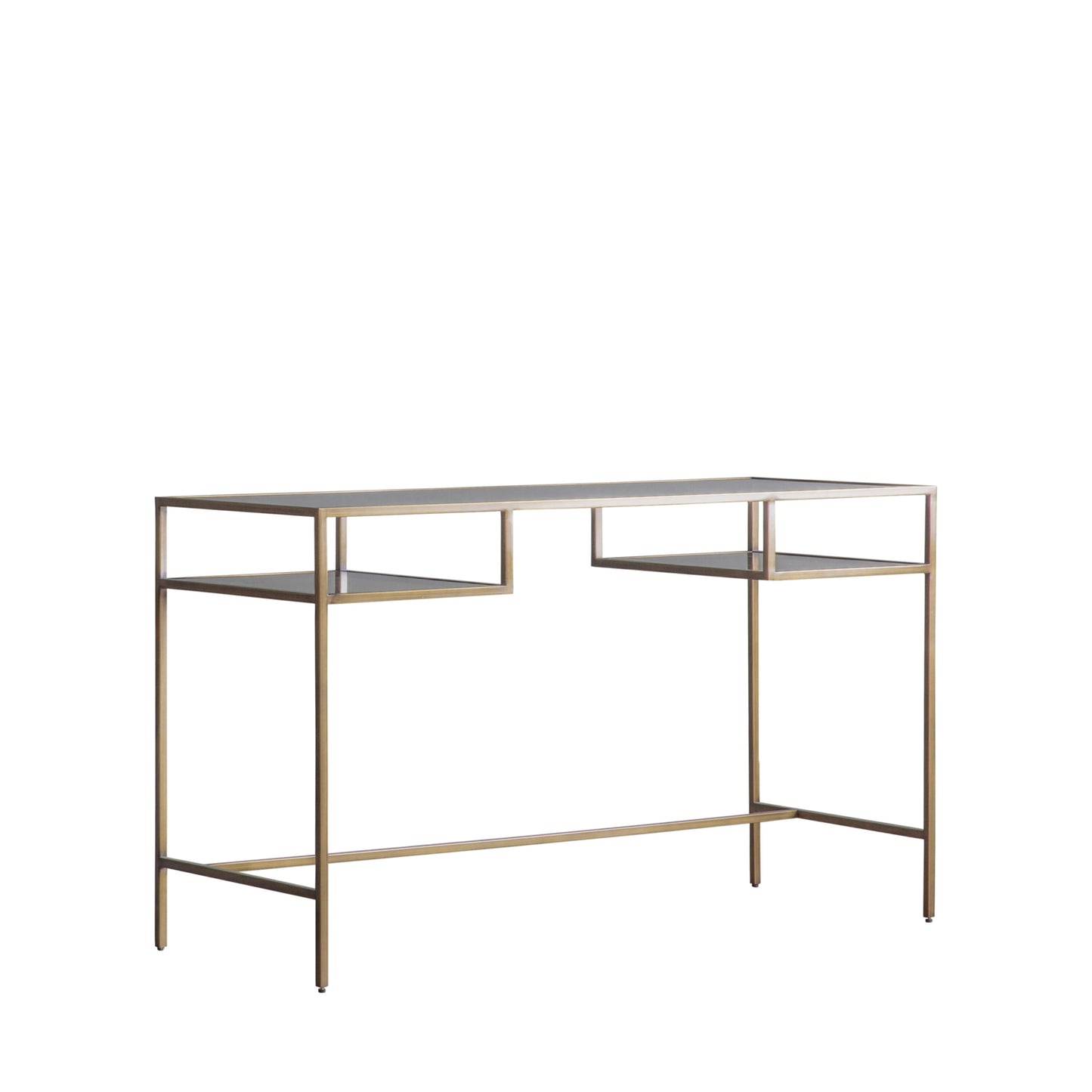 Sleek Metal And Glass Desk | Bronze