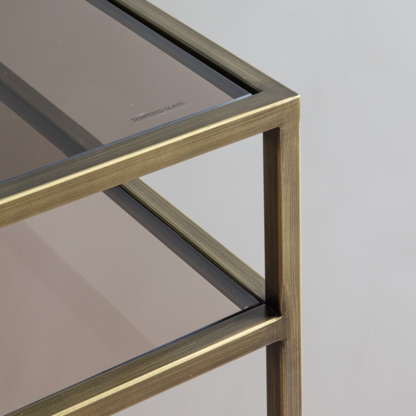 Sleek Metal And Glass Desk | Bronze