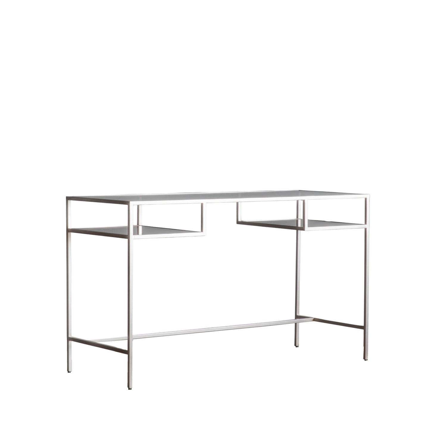 Sleek Metal And Glass Desk | Silver