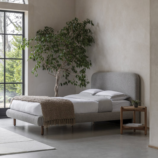 Hana Upholstered Double Bedstead | Stone Grey