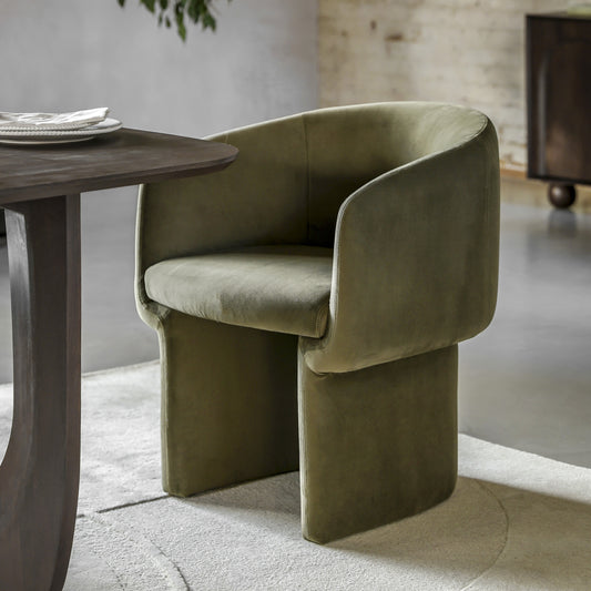 Amelia Fabric Tub Dining Chair | Moss Green 
