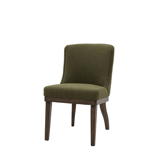 Charlotte Boucle And Dark Oak Dining Chair | Green (2 Pack) 