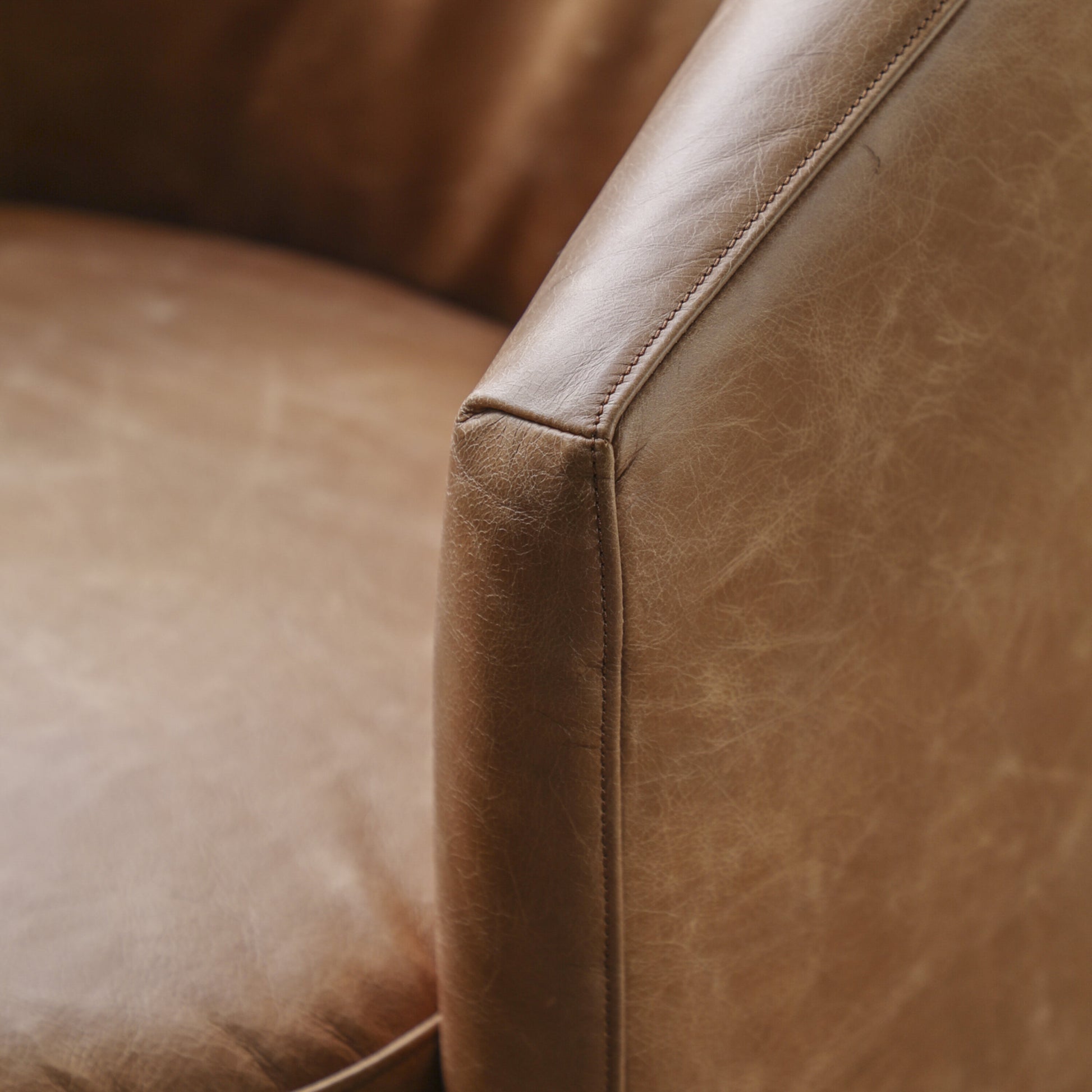 Levi Oak Frame Armchair | Vintage Brown Leather