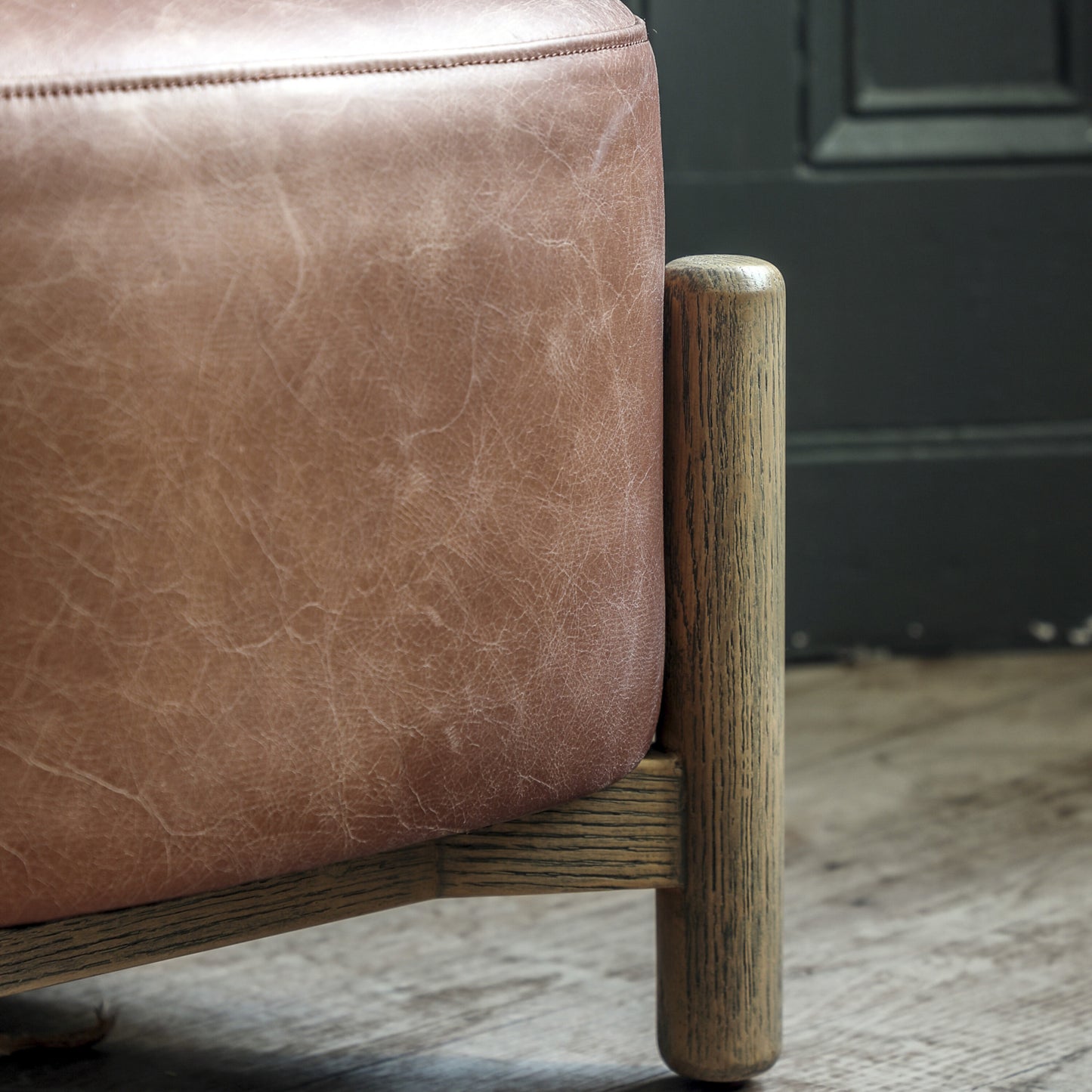 Levi Footstool | Vintage Brown Leather 