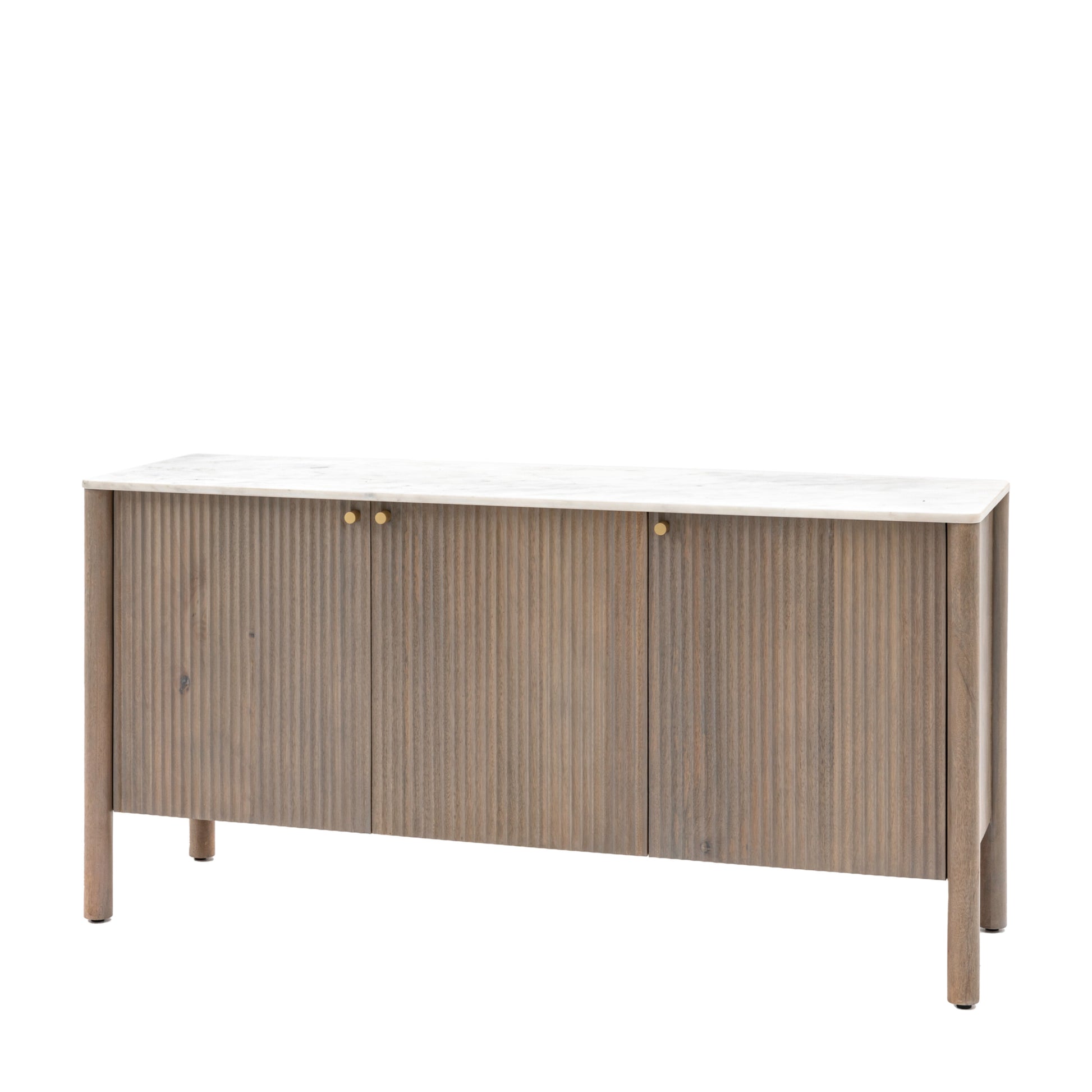 Everett Ribbed Wood And Marble 3 Door Sideboard 