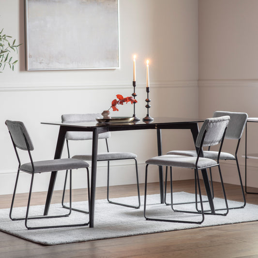 Bromley Glass Top Rectangle Dining Table | Black 