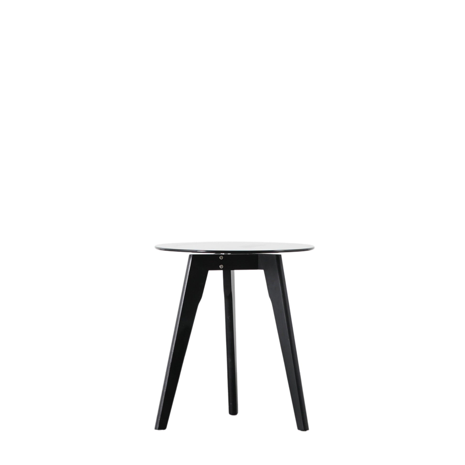 Bromley Glass Top Round Side Table |Black