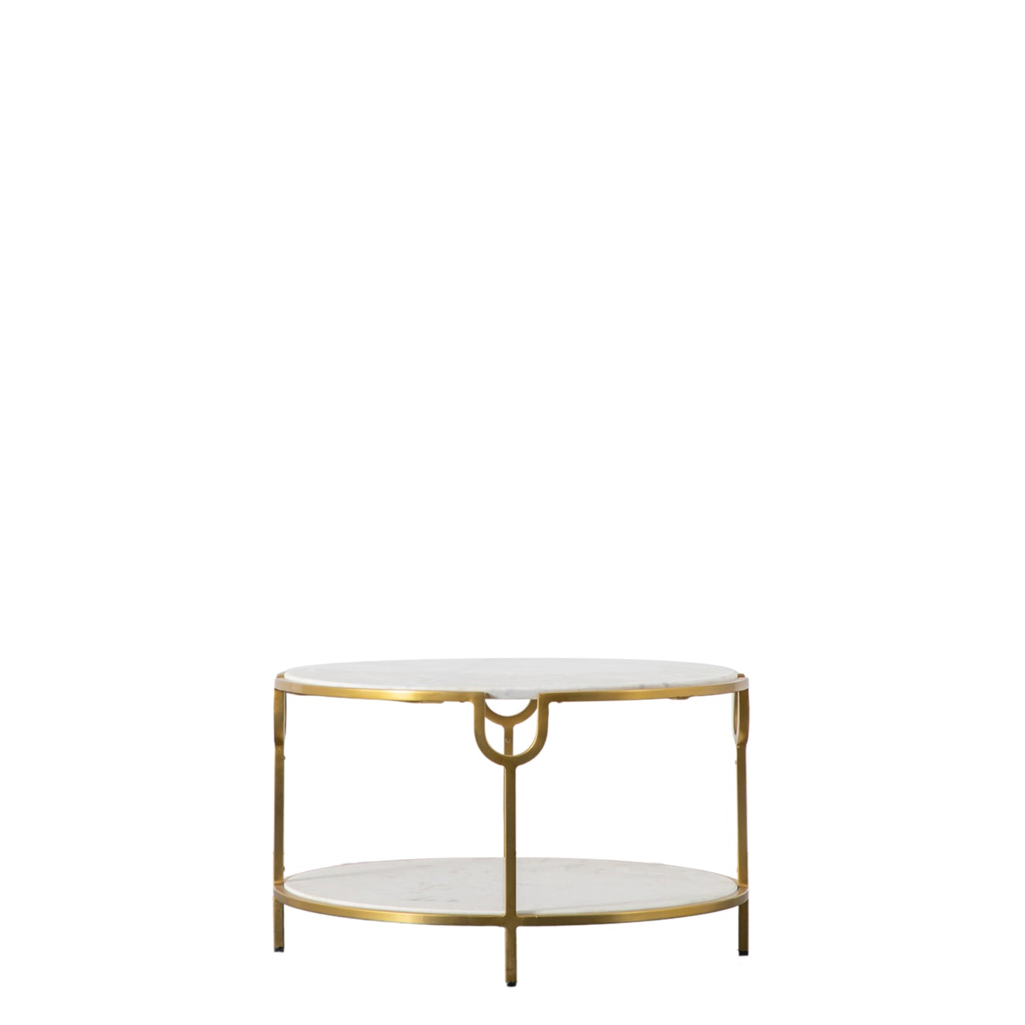 Aarav Stone And Metal Coffee Table | White Marble