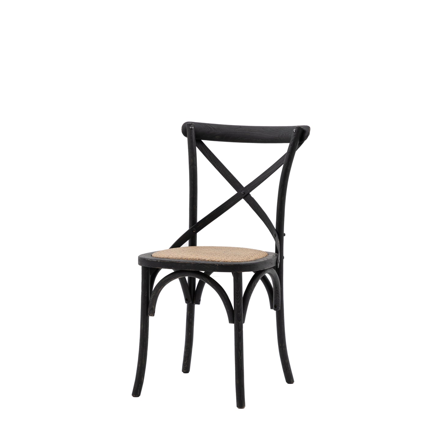 Wooden X Back Dining Chair | Black/Rattan (2 Pack)