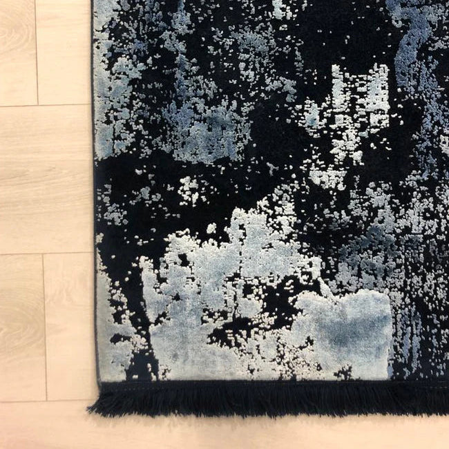 Toros Abstract Ink Overdyed Luxury Rug | Blue - Rydan Interiors