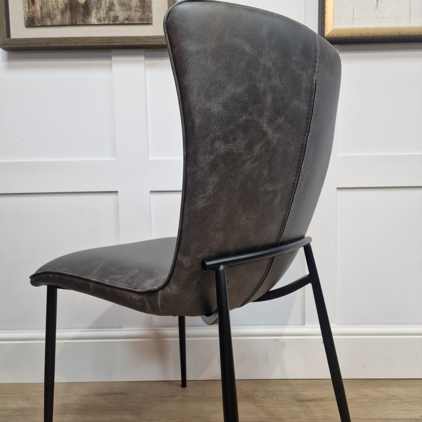 Ella Dining Chair Grey Pu Leather (Pack of 2) - Rydan Interiors