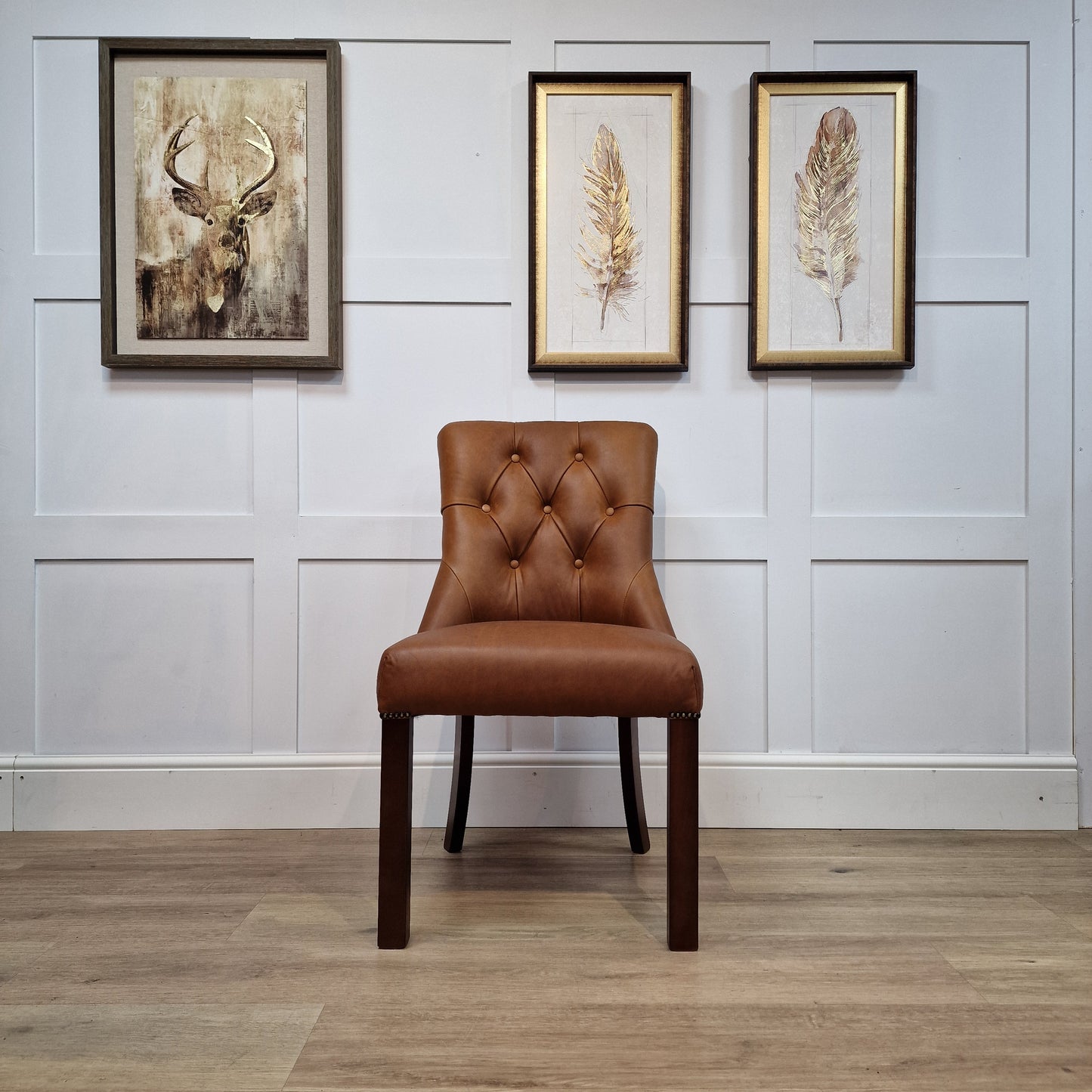Eddy Brown And Beige Harris Tweed And Brandi Leather Dining Chair - Rydan Interiors