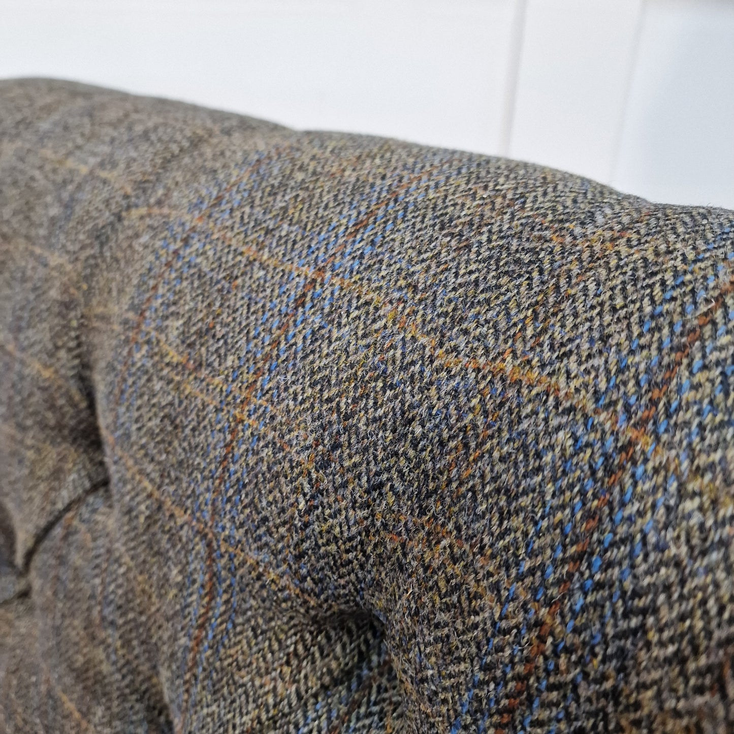 Harris Tweed Chaise Longue - Grey And Blue Herringbone | Classic - Rydan Interiors
