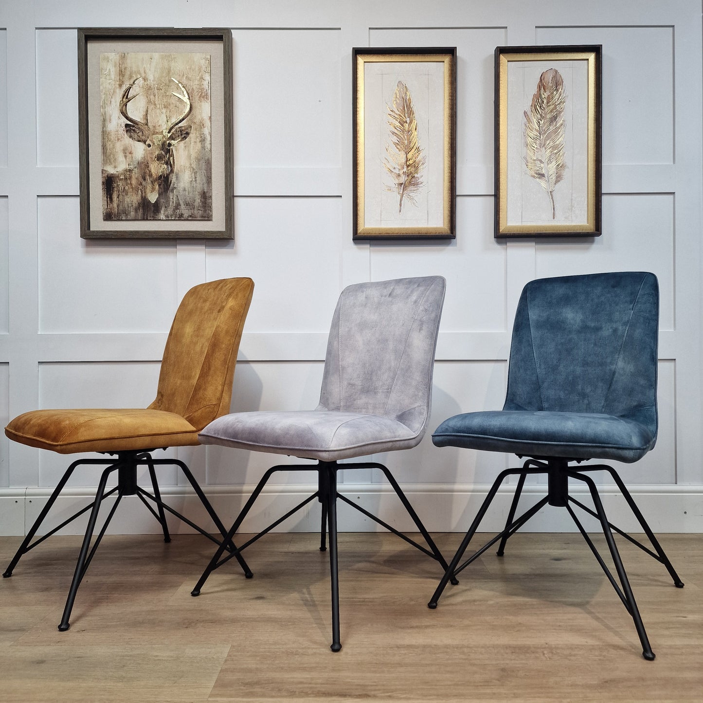 Lola Dining Chair Grey Velvet (Pack of 2) - Rydan Interiors