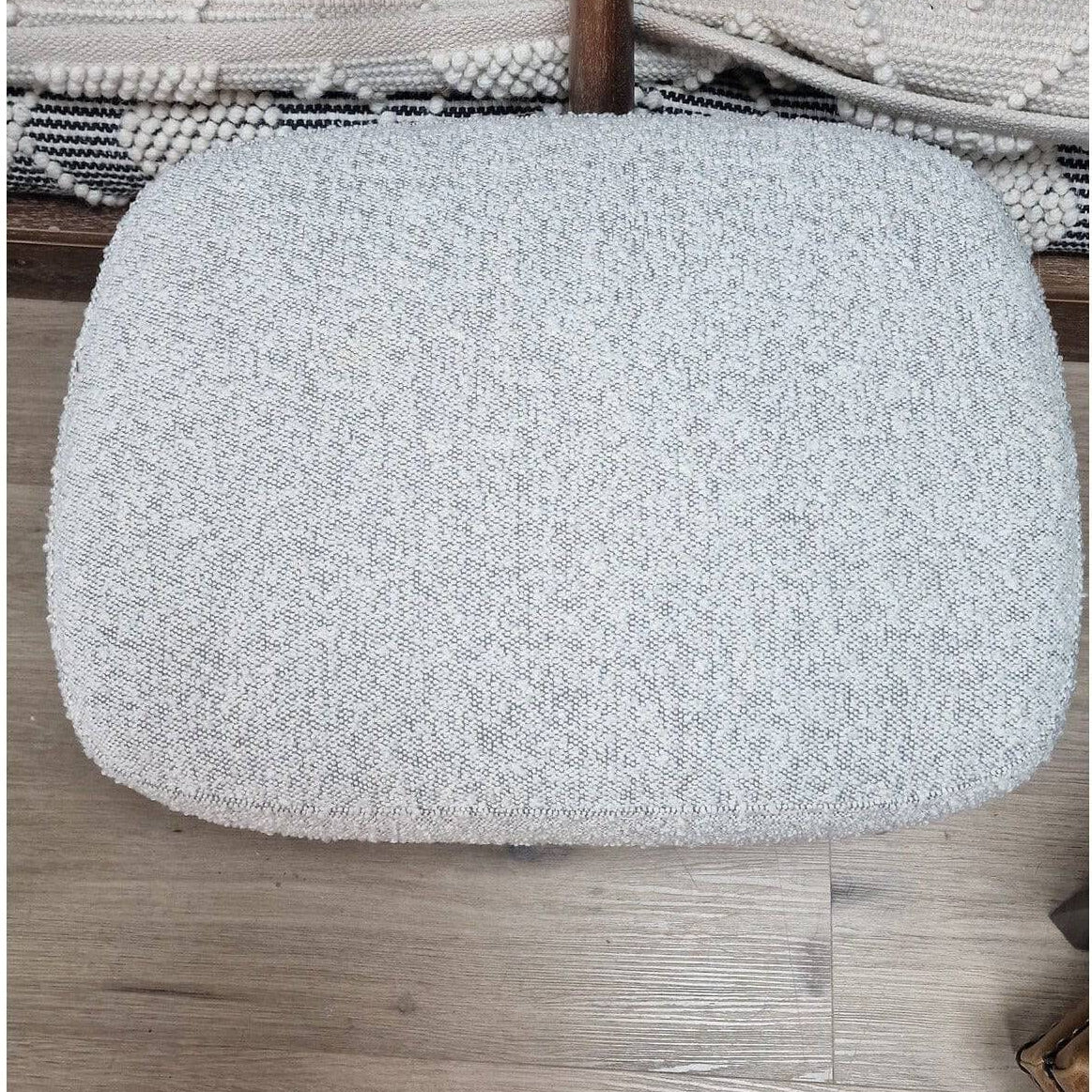 White Boucle Footstool - Footstools - Rydan Interiors