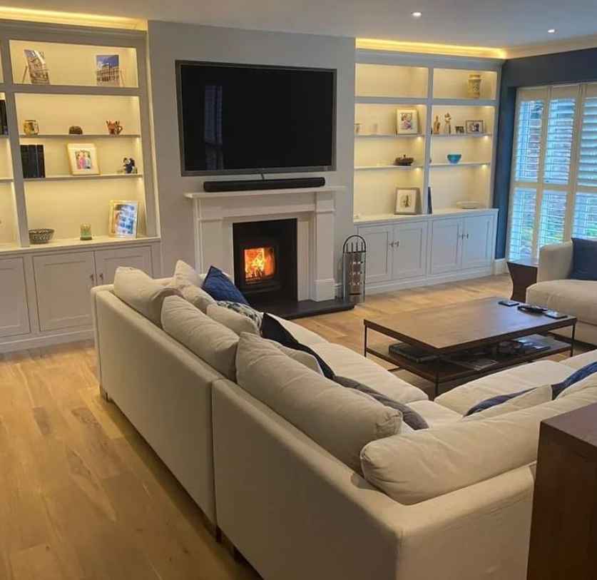 A recently completed design and we think it looks stunning. One of our most comfortable and deep sofa's which is the Stockholm in a bespoke size taking centre stage