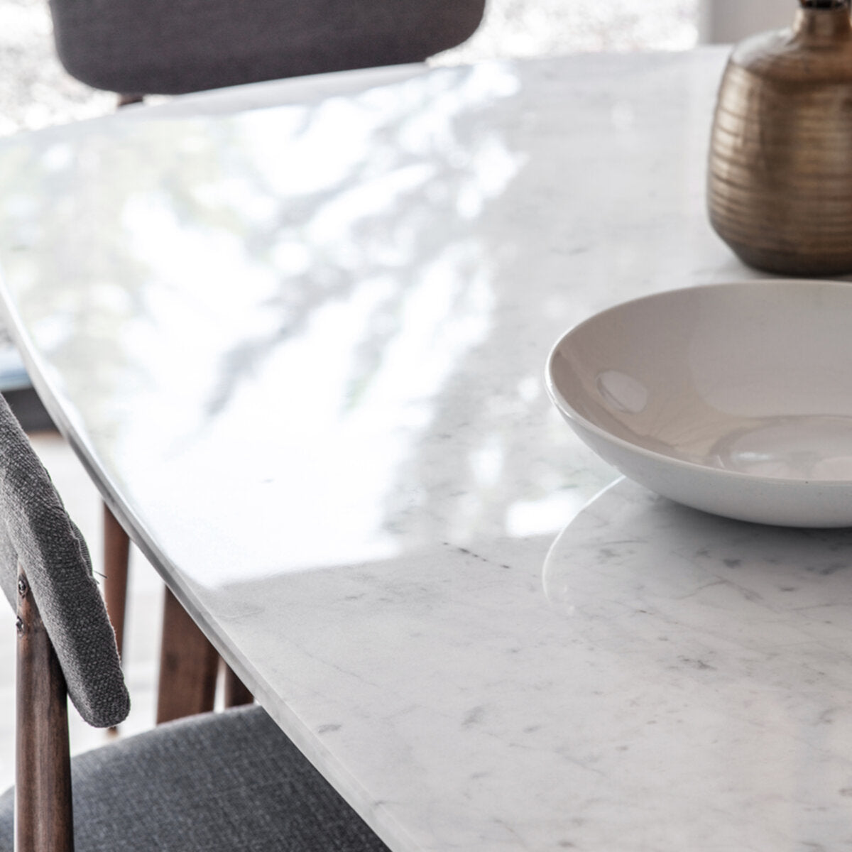 Nolan Acacia And White Marble Dining Table 