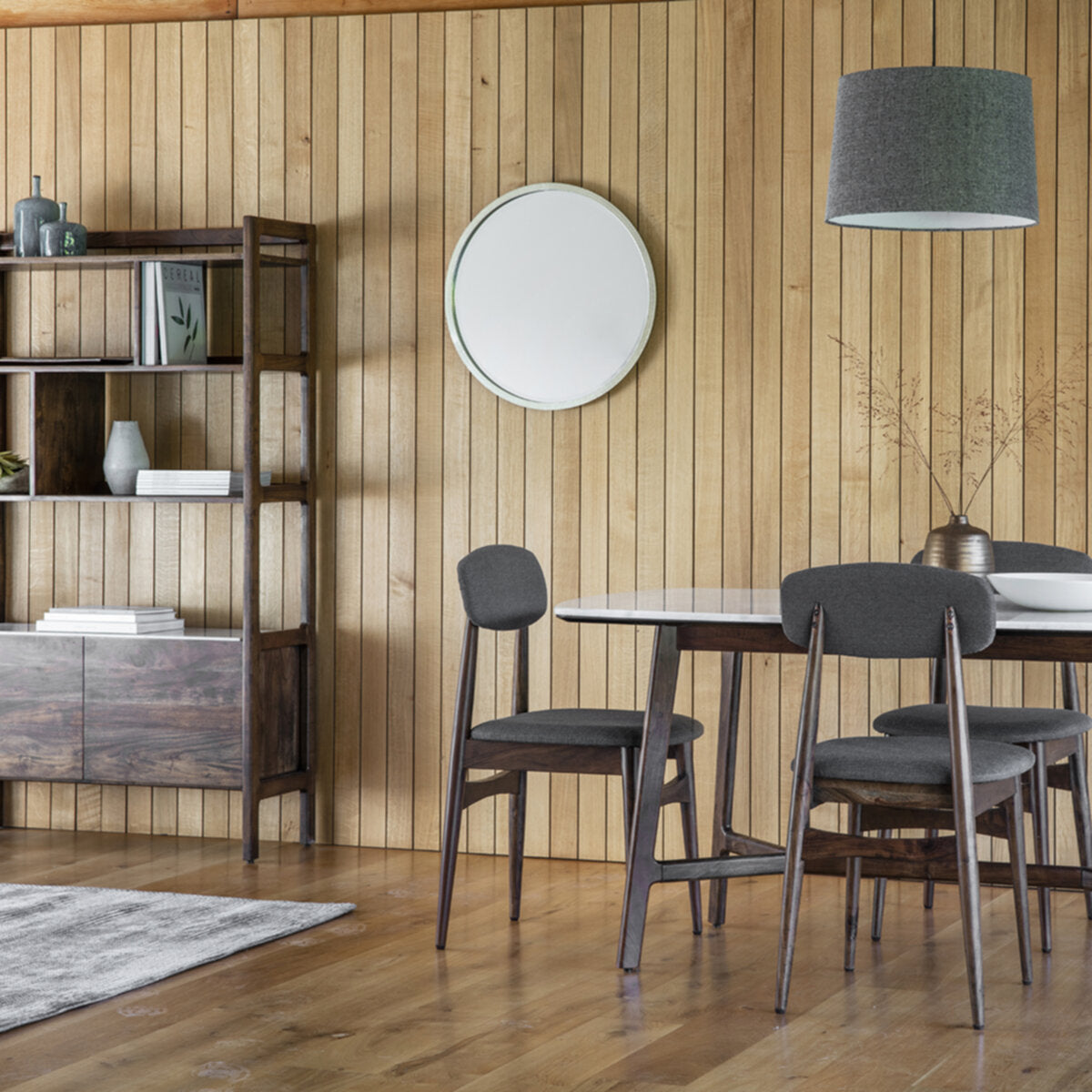 Nolan Acacia And White Marble Dining Table 