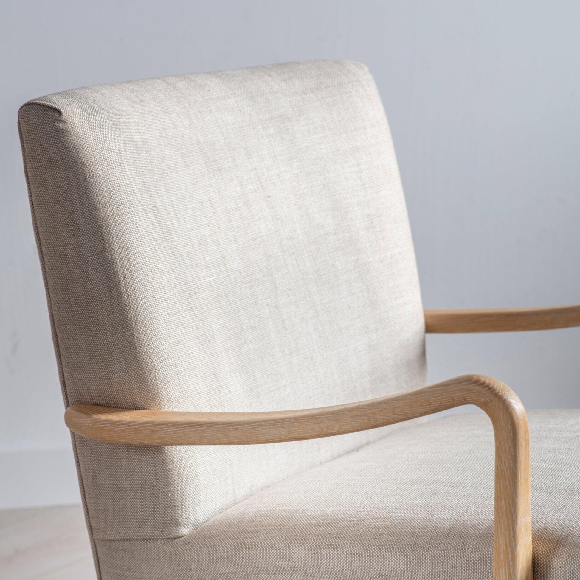 Evelyn Oak Frame Armchair | Natural Linen