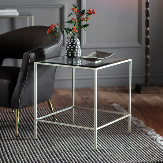 Sleek Metal And Glass Side Table | Silver 