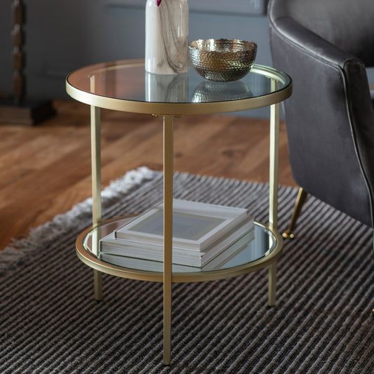 Slade Metal And Glass Side Table | Champagne 