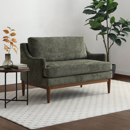 Briar Olive Chenille 2 Seater Sofa styled in a living room