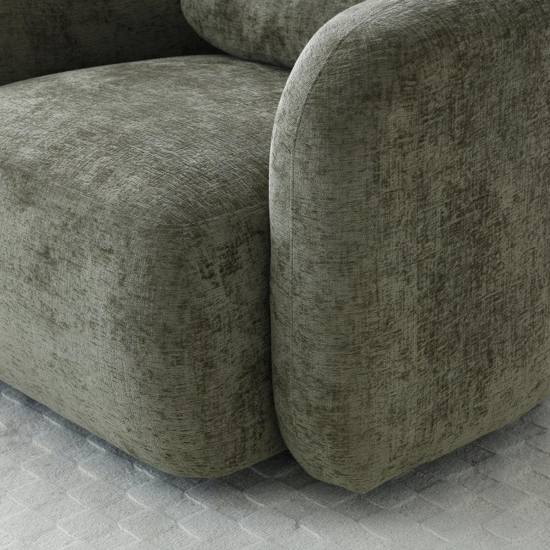 Mitch Swivel Chair l Distressed Olive Chenille - Rydan Interiors