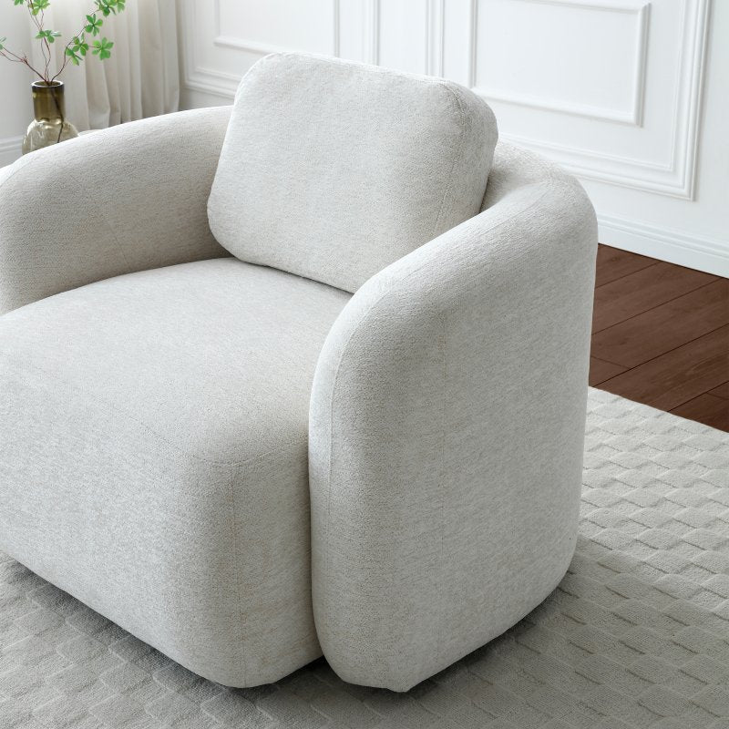 Mitch Swivel Chair l Natural Soft Chenille - Rydan Interiors