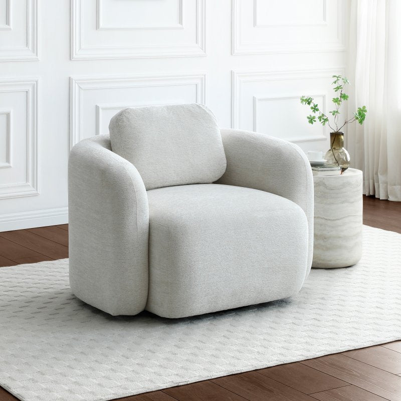 Mitch Swivel Chair l Natural Soft Chenille - Rydan Interiors