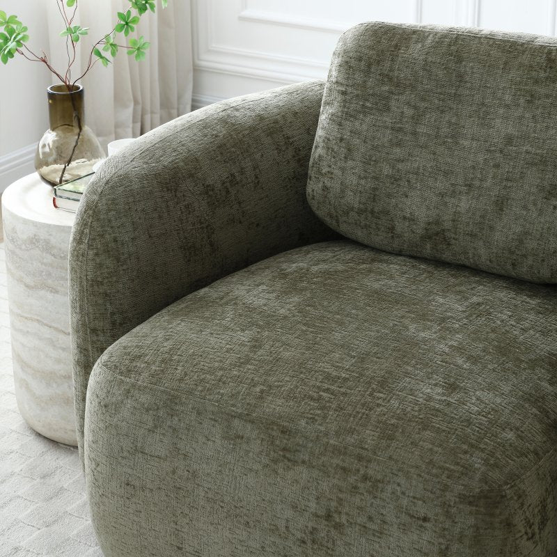 Mitch Swivel Chair l Distressed Olive Chenille - Rydan Interiors