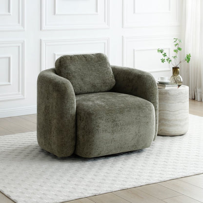 Mitch Swivel Chair l Distressed Olive Chenille - Rydan Interiors