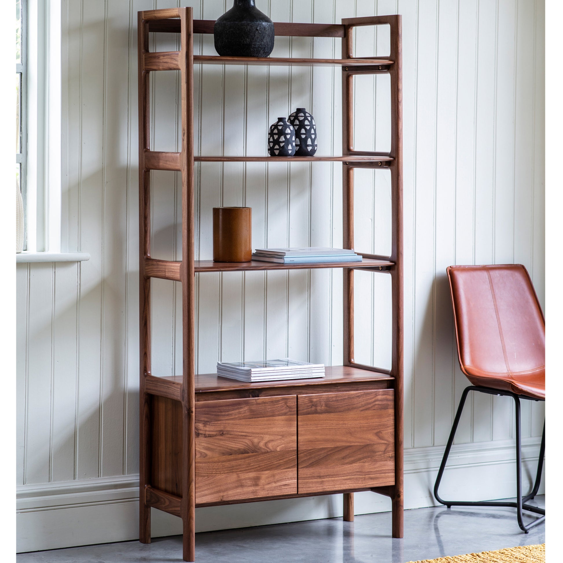 Oslo Scandi Design Open Display | Walnut 