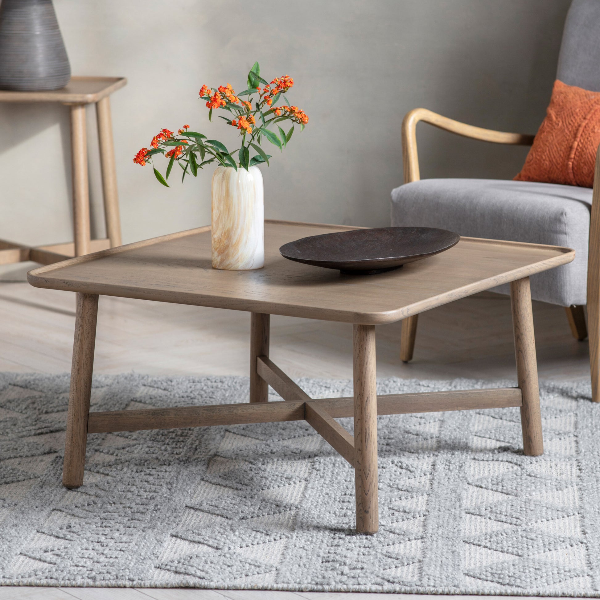 Colton Oak Square Coffee Table | Grey 