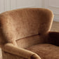 Rosie Toffee Chenille Accent Chair curved arm and upholstery detail