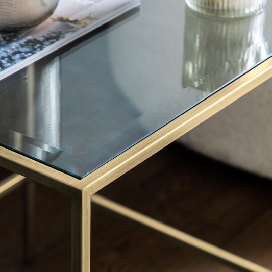 Sleek Metal And Glass Side Table | Champagne 