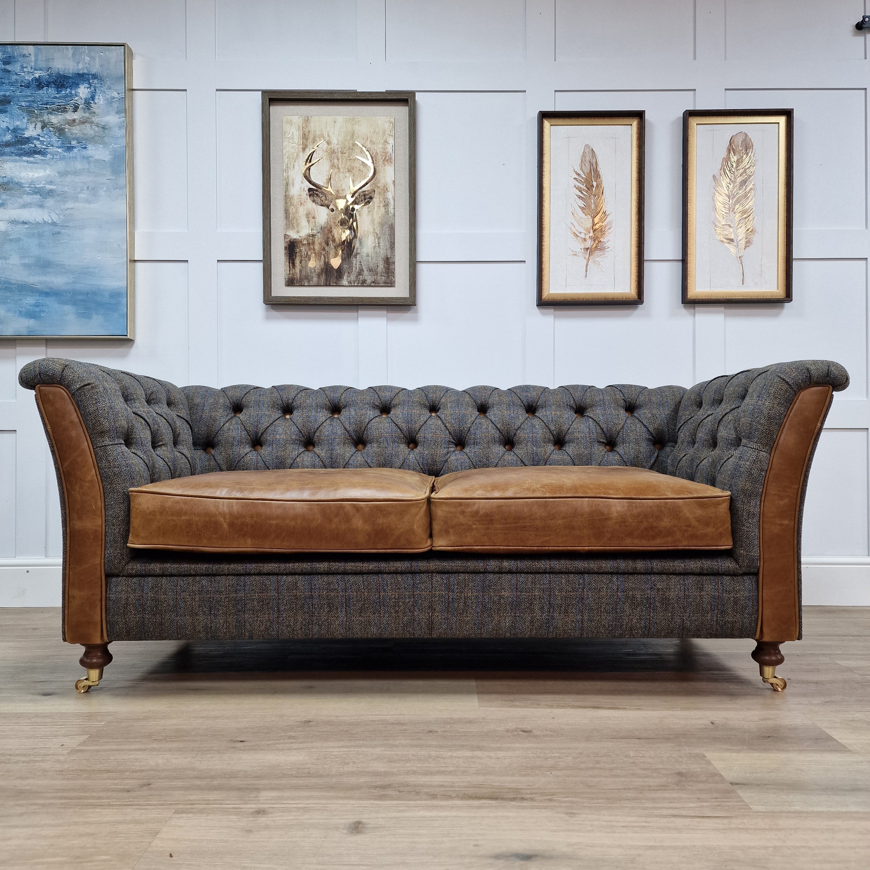 Harris Tweed Houndstooth Smoke Hug 2 Seater Sofa