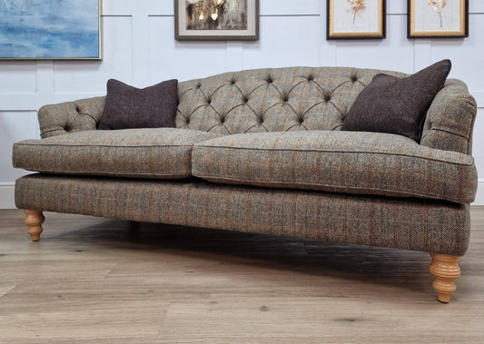 2/3 Seater Harris Tweed Sofa - Brown and Beige Herringbone | Dalmore - Rydan Interiors