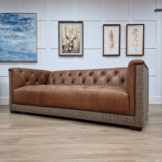 Harris Tweed and Leather Chesterfield | Atik - Rydan Interiors