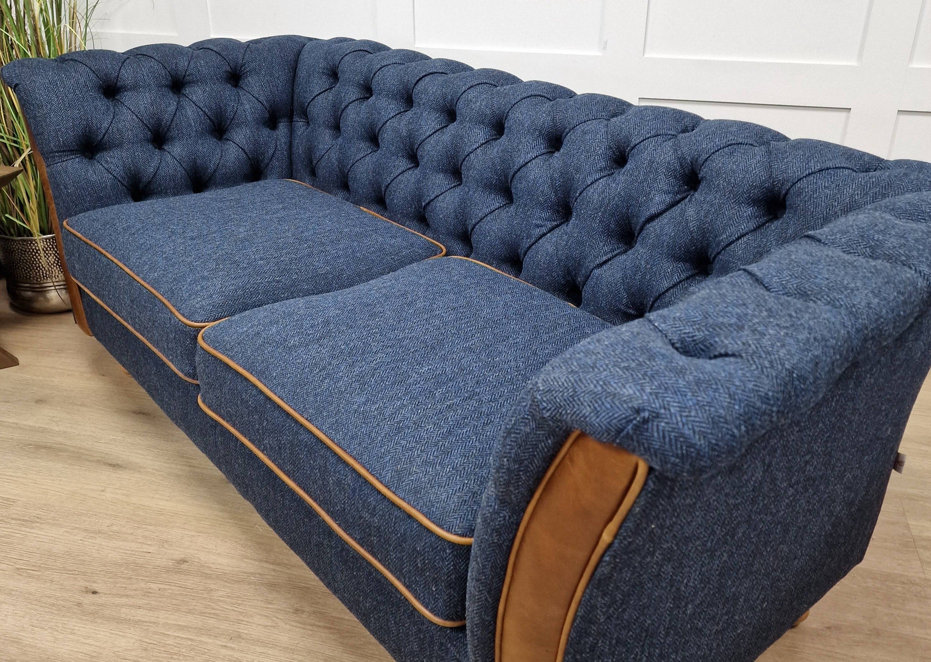 Blue shop tweed couch