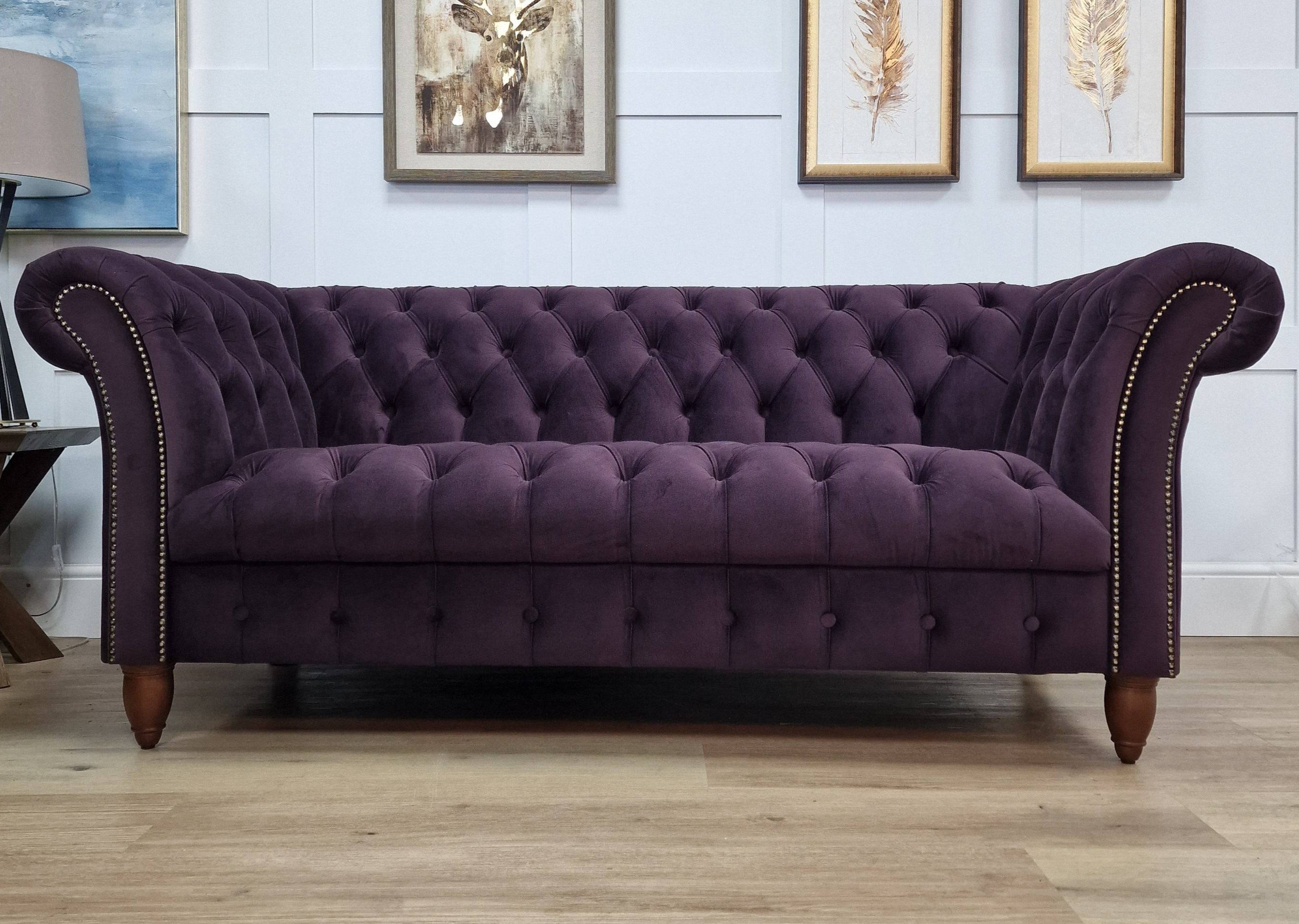 Deep purple store velvet sofa