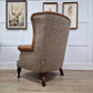 Hunting Lodge Wingback Chair - Brown Tan Leather - Maxwell - Rydan Interiors