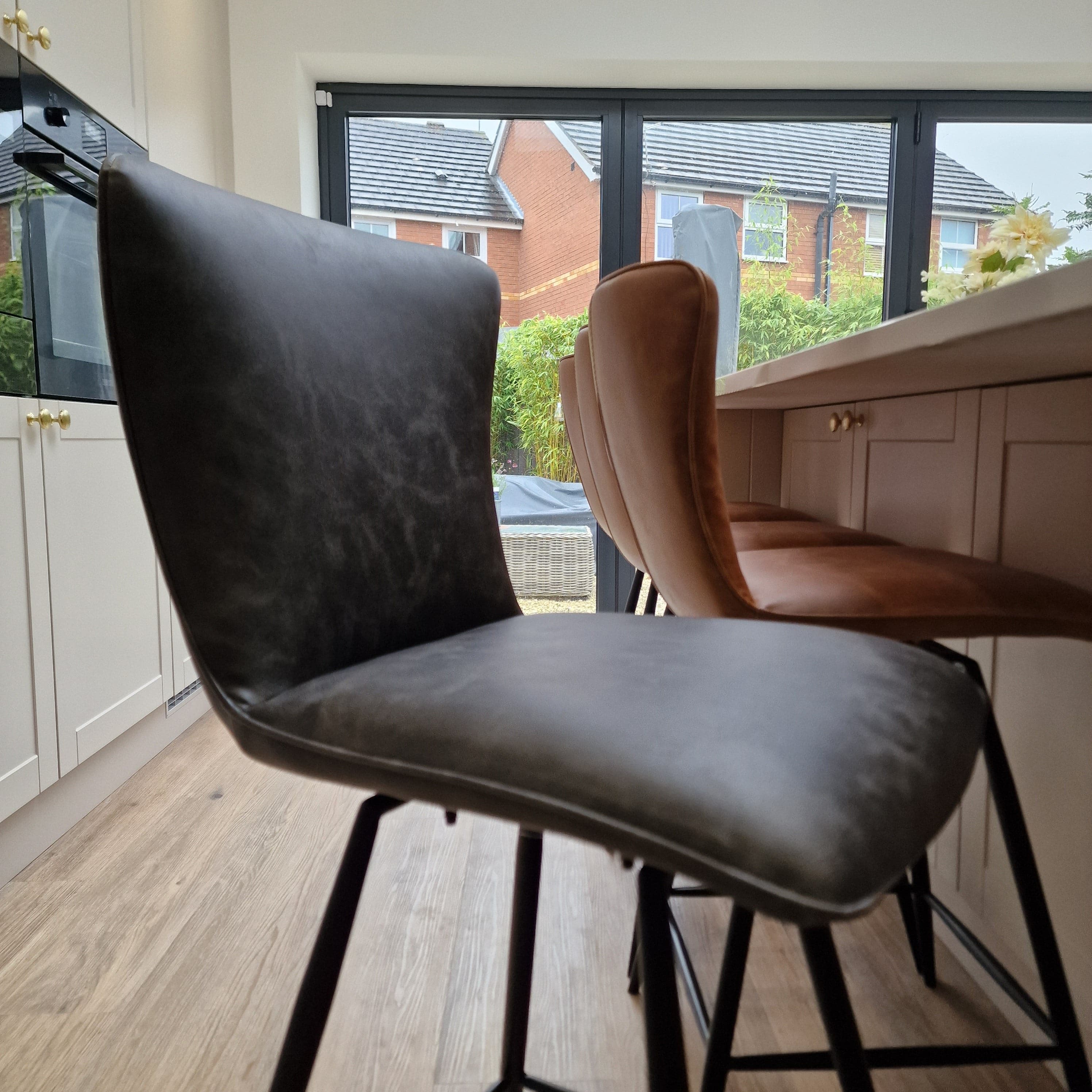 Ella Grey Leather Bar Stool Swivel Base (2 Pack)