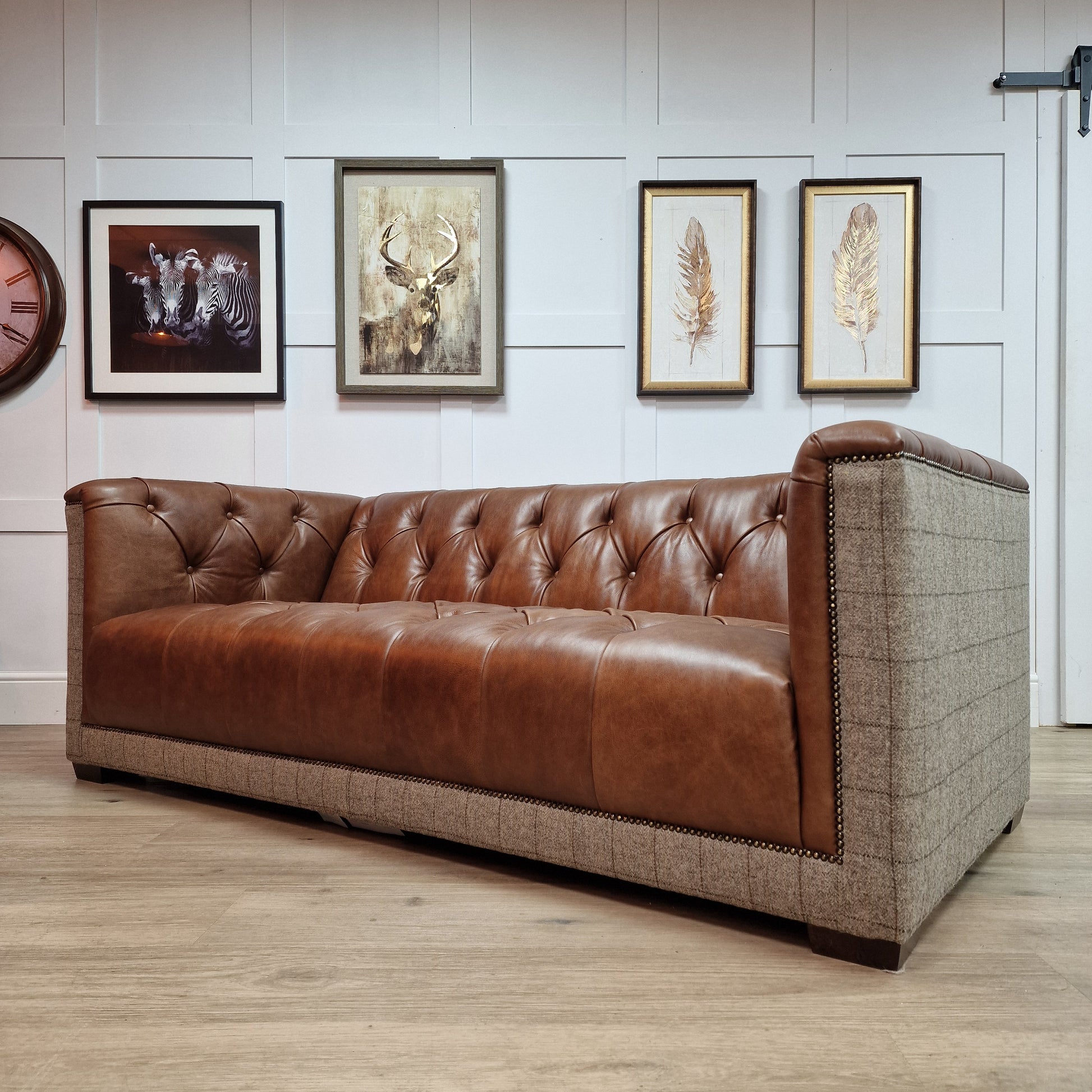 Munro Harris Tweed and Leather Chesterfield | Atik - Rydan Interiors