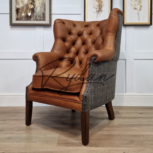 Kenzie Harris Tweed And Leather Armchair | Multiple Options - Rydan Interiors