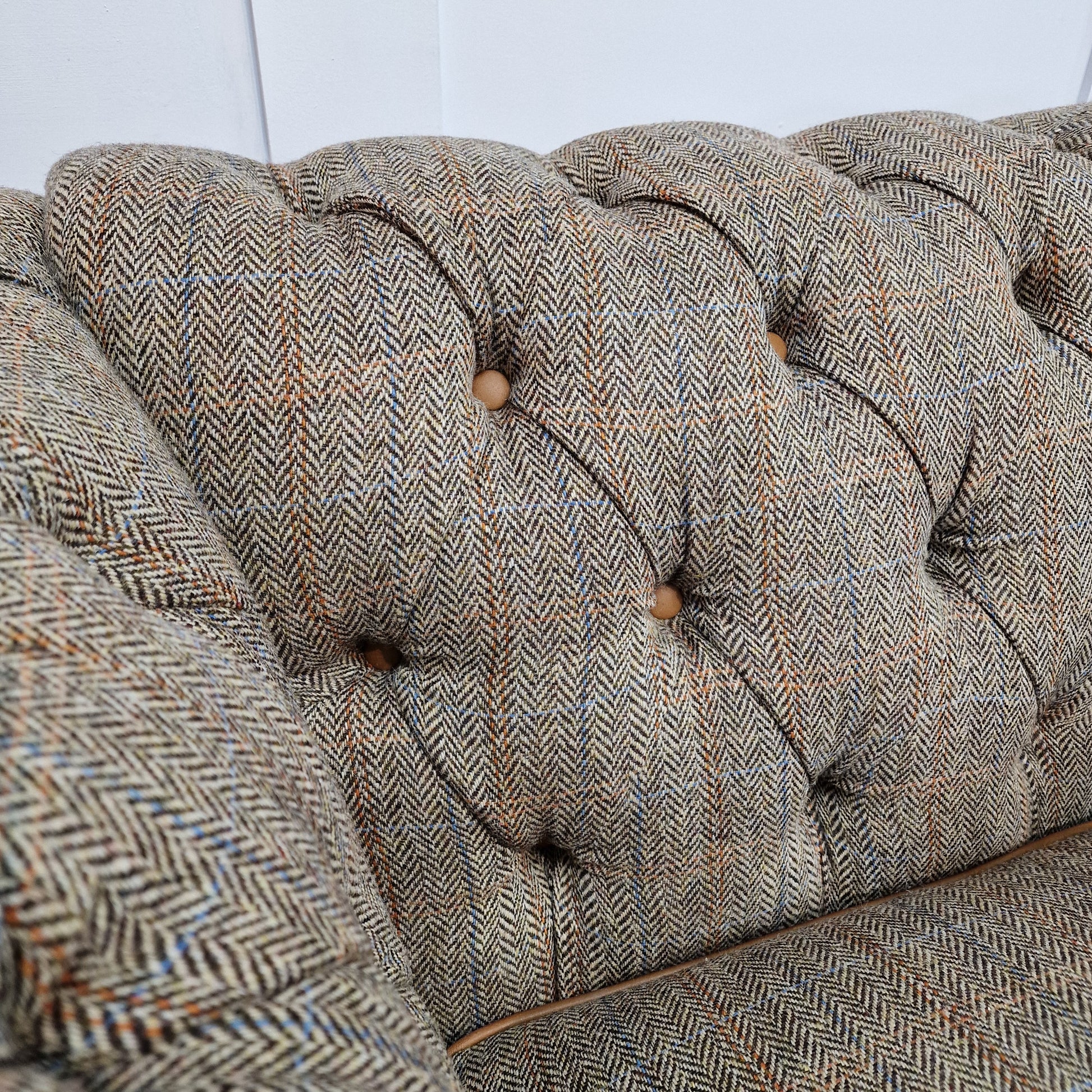 Tiree Harris Tweed Armchair Brown And Beige Herringbone