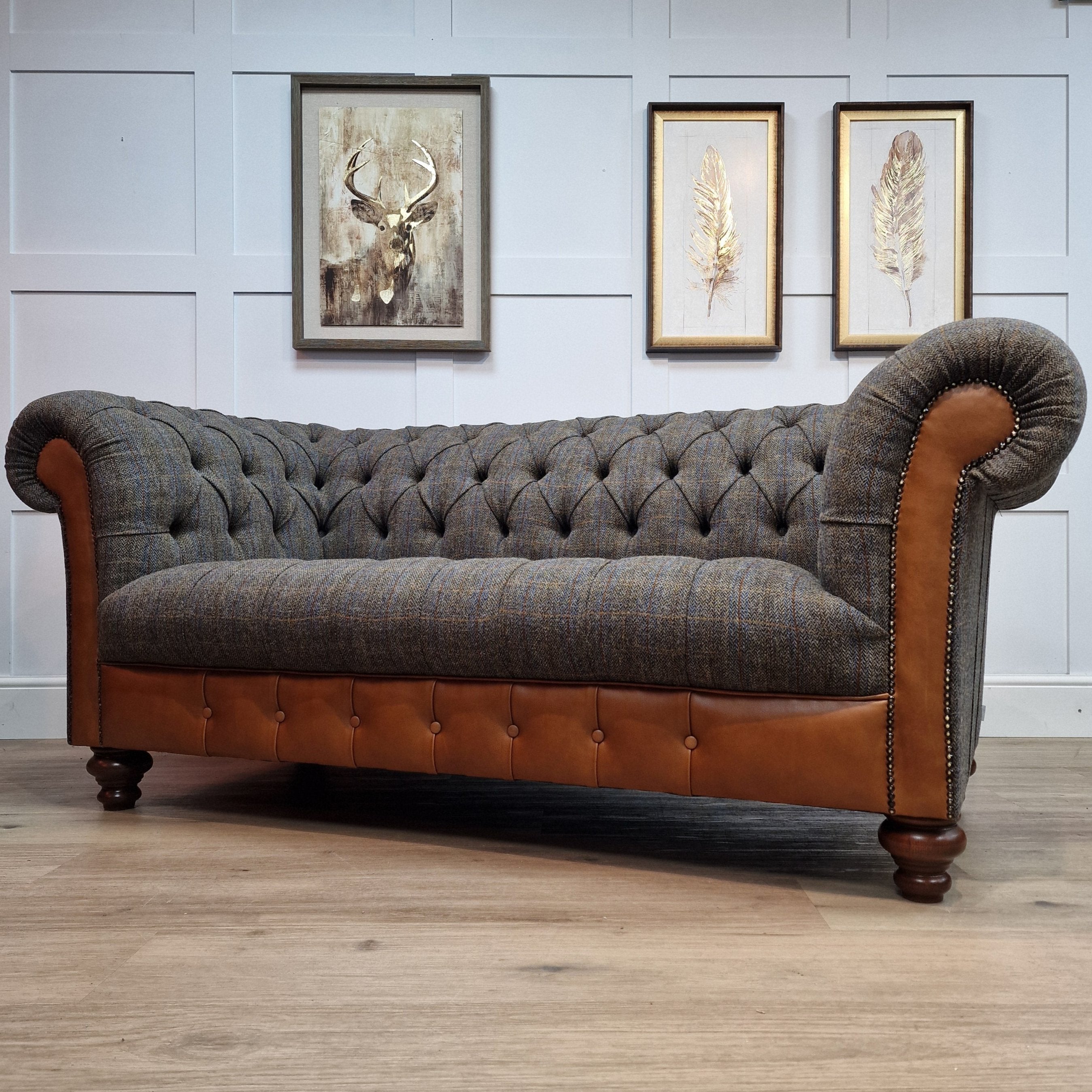 Holm Harris Tweed Chesterfield Sofa - Colour: Grey And Blue | Rydan ...